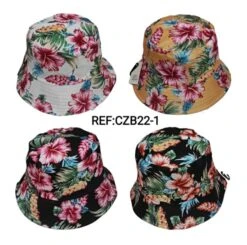 Chapeaux Bob Réversible Motif Fleur (x12)