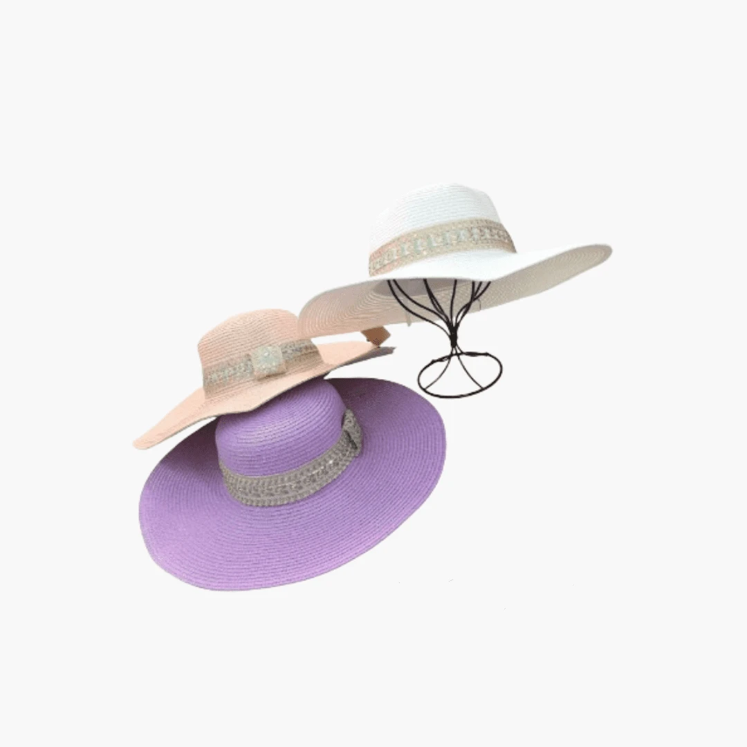 Chapeau Capeline Femme Ruban Paillettes (x12) 1 Chapeau Capeline Femme Ruban Paillettes (x12)