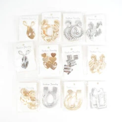 Boucle D’oreille Mélangé Modèles Doré Et Argenté (x12)