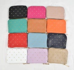 Made In Italie – Portemonnaie Cuir Motif Petit Pois Métal 2 (x6)