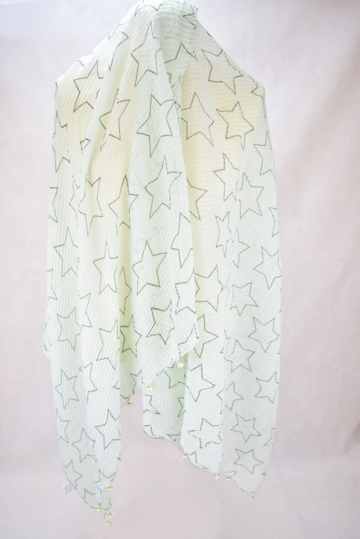 Foulard Rectangle 20%Algodon Motif Etoile Avec Perle Au Bord (x6) 2 Foulard Rectangle 20%Algodon Motif Etoile Avec Perle Au Bord (x6) – Image 2