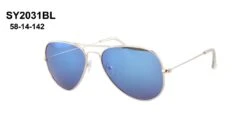 Lunettes De Soleil Aviateur Bleu Ciel Miroir Tendance Unisexes (x24)