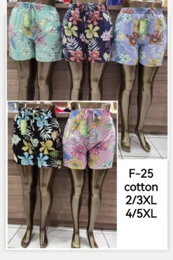 Short Coton Taille Large Avec Motif Fleur Mignon (x12)