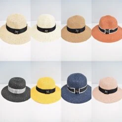 Chapeau Paille Avec Petit Motif Nœud De Papillon (x12)