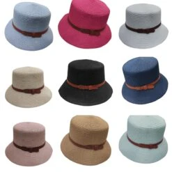 Chapeau Paille Petit Rond Avec Ceinture (x12)