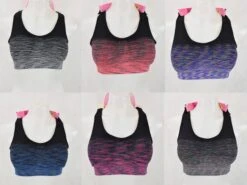 Brassière Femme Base Noir Avec Petit Trait Coloré (x12)