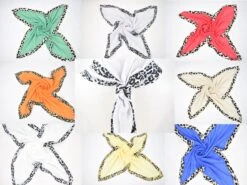 Petit Foulard Carré 60cm 20%Coton Simple Bordé Léopard (x12)