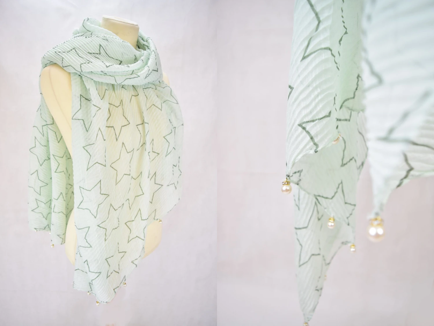 Foulard Rectangle 20%Algodon Motif Etoile Avec Perle Au Bord (x6) 1 Foulard Rectangle 20%Algodon Motif Etoile Avec Perle Au Bord (x6)