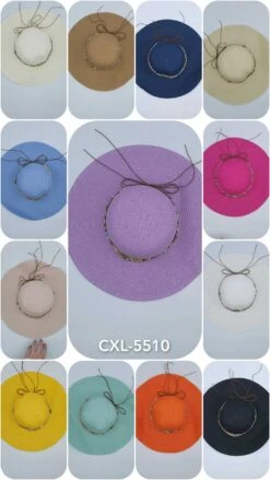 Chapeau Capeline Femme Ruban Fin Avec Perles (x12)