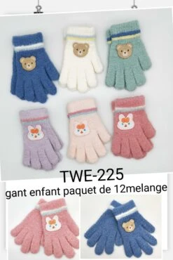 Gants Enfants Avec Motifs Animaux (x12)