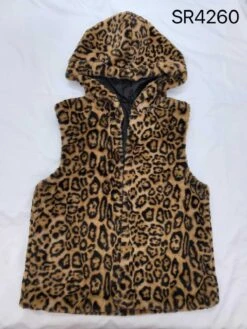 Gilet à Capuche Motif Léopard En Fausse Fourrure, Confortable Et Tendance (x3)
