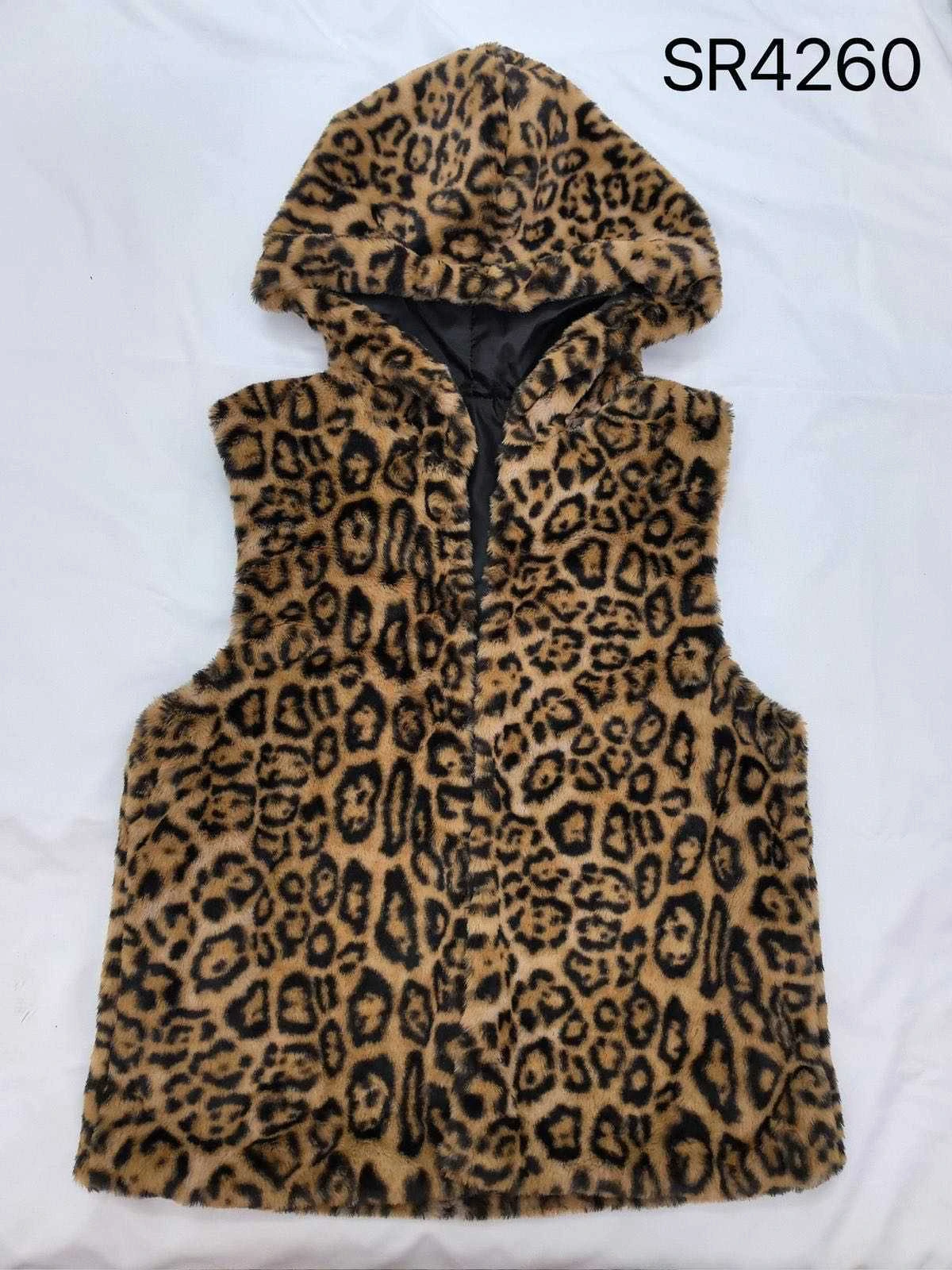 Gilet à Capuche Motif Léopard En Fausse Fourrure, Confortable Et Tendance (x3) 1 Gilet à Capuche Motif Léopard En Fausse Fourrure, Confortable Et Tendance (x3)