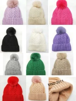 Bonnet En Laine à Pompon En Gros, Chaud Et élégant (x12)