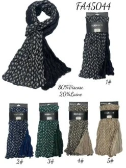 Foulard Avec Motifs Feuille Texturé En Viscose Et Laine (x6)