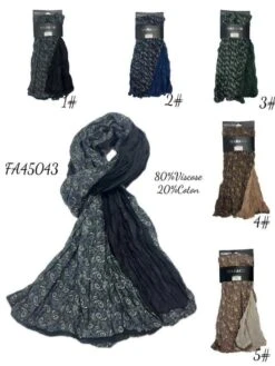 Foulard Motifs Cachemire En Viscose Et Coton (x6)