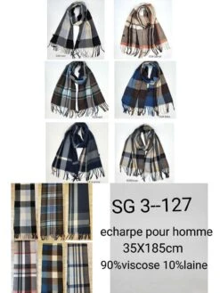 Écharpe Homme à Carreaux élégants En Viscose Et Laine (x6)