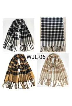 Écharpe à Carreaux Pour Homme Avec Franges (x6)
