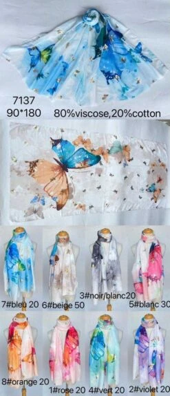 Foulard Printemps Imprimé Papillons (x6)